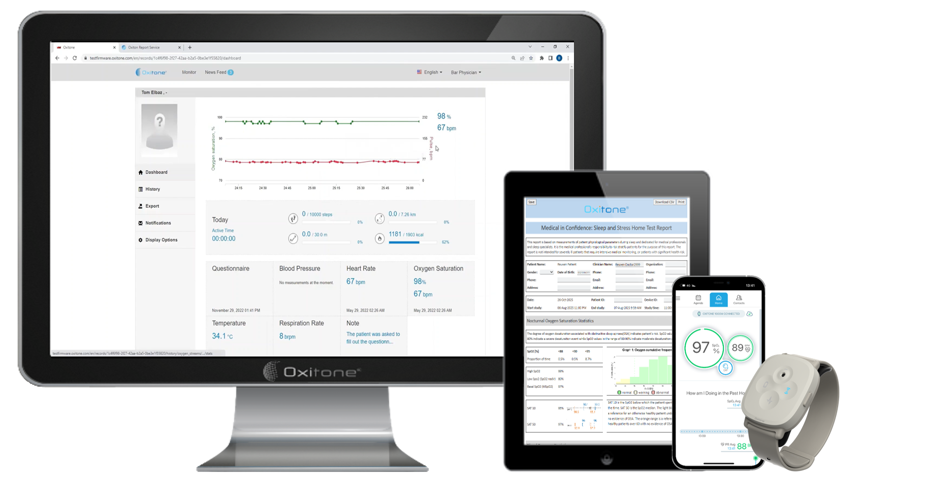 Oxitone_server,overnight report,app and device Oxitone_server,overnight report,app and device